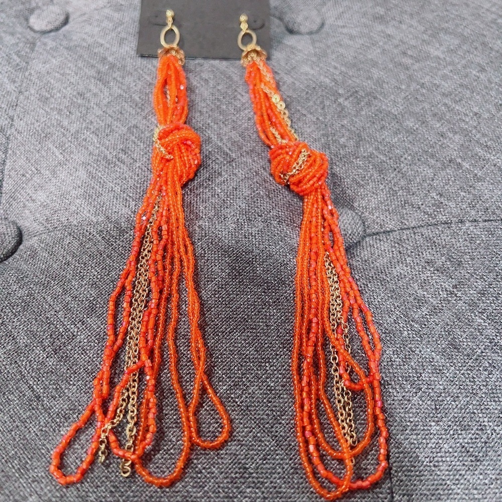 Orange beaded earring